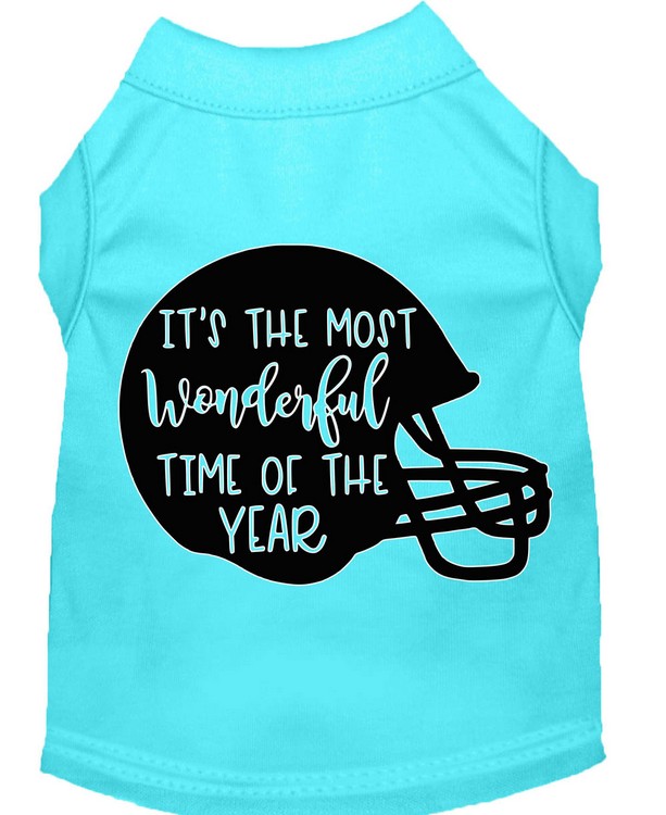 Most Wonderful Time of the Year (Football) Screen Print Dog Shirt Aqua XL